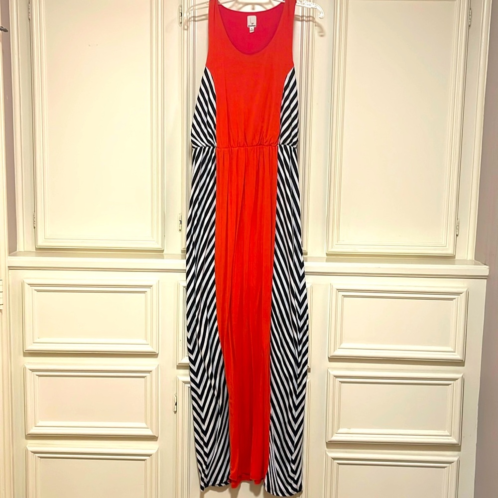 Peach and striped maxi dress!